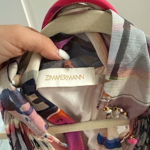 Zimmermann Wavelength Poster Print Mini Halterneck Dress Size 0 - Picture 12 of 13